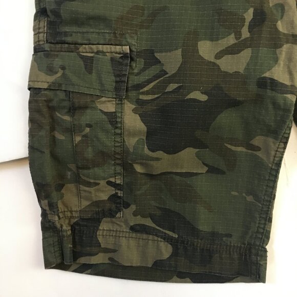 Camouflage Cargo Long Shorts Men's 34 Green Zipper Fly 100% Cotton Army - Picture 2 of 14